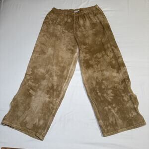 Oh My Gauze 1 Wide Leg Loose Cropped Lagenlook Pull-On Pants Tan Sz S / M